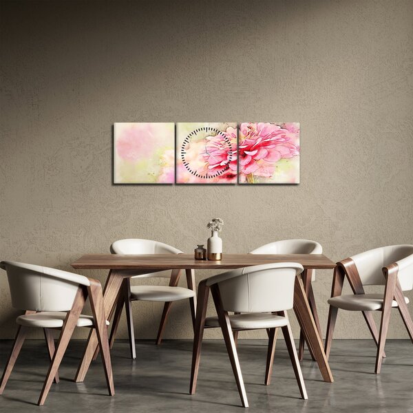 Slika - Rožnata roža, akvarel (sa satom) (90x30 cm)
