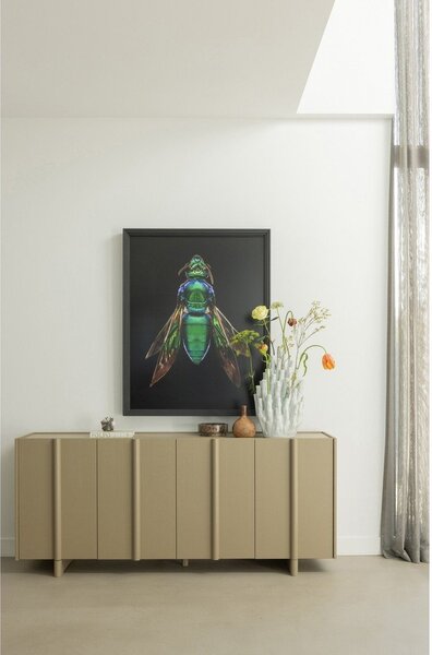 Bež niska komoda od masivnog bora 200x85 cm Basu – WOOOD