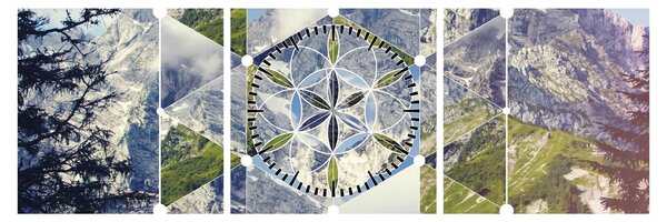 Slika - Geometrijski lik (sa satom) (90x30 cm)