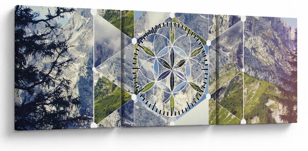 Slika - Geometrijski lik (sa satom) (90x30 cm)