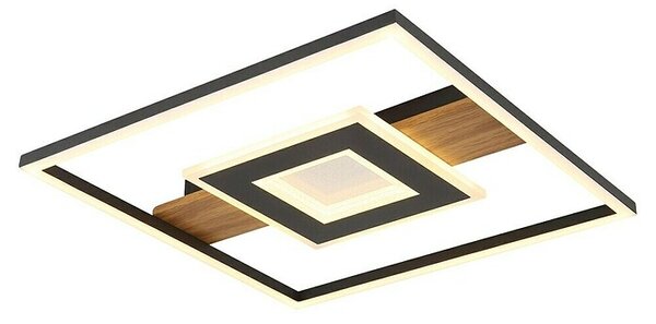 Globo LED stropna svjetiljka Pikara (D x Š x V: 37,8 x 37,8 x 5 cm, Smeđa, 24 W, Boja svjetla: Topla bijela, 800 lm)