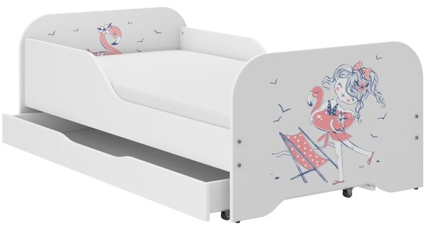 Dječji krevet 140 x 70 cm sa motivom djevojčice na plaži