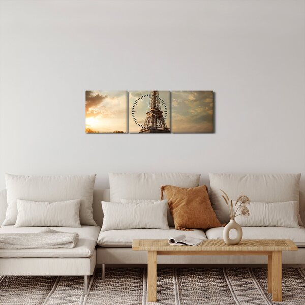 Slika - Eifflov stolp, Pariz, Francija (sa satom) (90x30 cm)