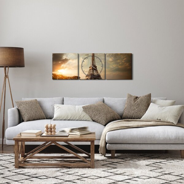 Slika - Eifflov stolp, Pariz, Francija (sa satom) (90x30 cm)