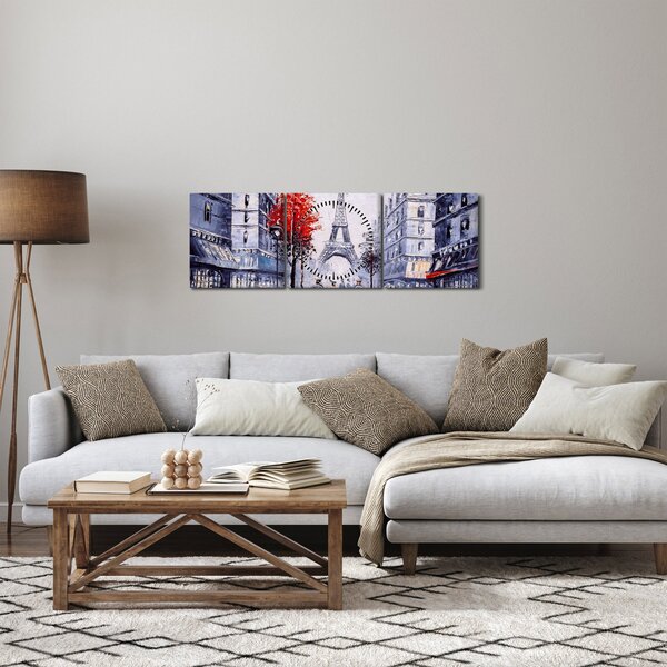 Slika ulice v Parizu, oljna slika (sa satom) (90x30 cm)