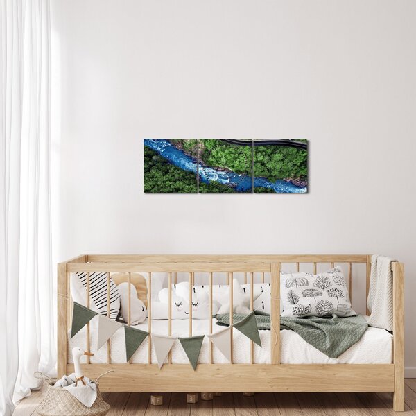 Slika - Reka med gorami, Kavkaz, Rusija (sa satom) (90x30 cm)