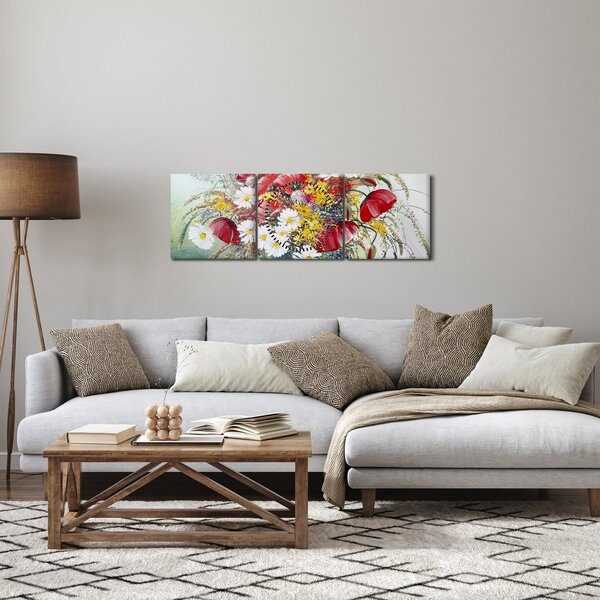 Slika vaze z divjimi rožami (sa satom) (90x30 cm)