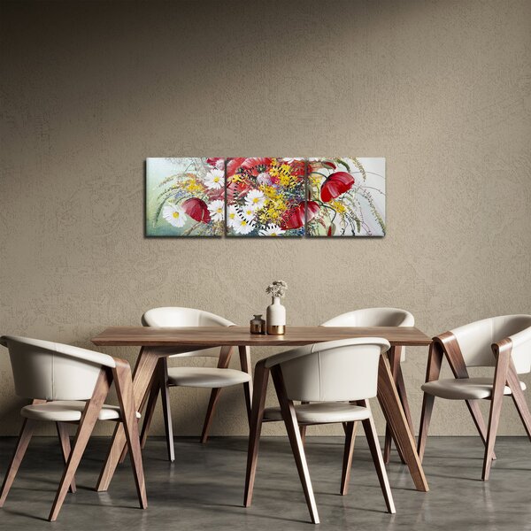 Slika vaze z divjimi rožami (sa satom) (90x30 cm)