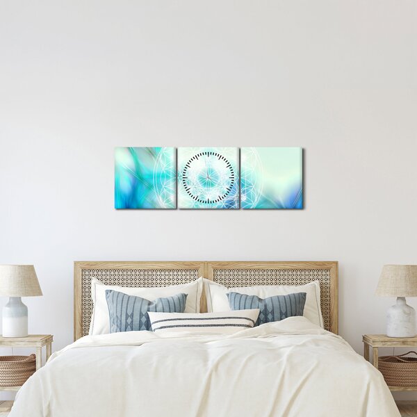 Slika - Merkaba v turkiznem ozadju (sa satom) (90x30 cm)