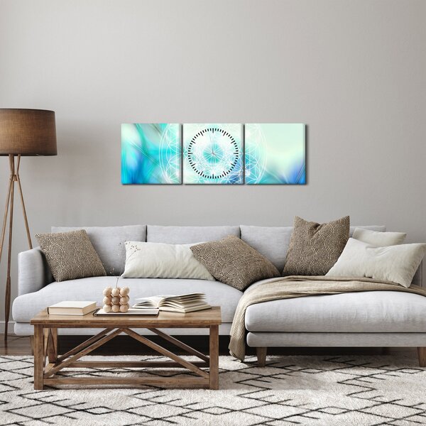 Slika - Merkaba v turkiznem ozadju (sa satom) (90x30 cm)