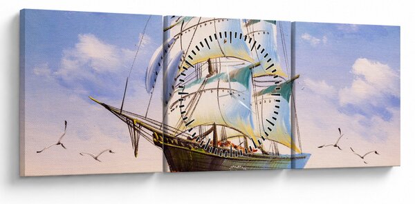 Slika ladje na valovih (sa satom) (90x30 cm)