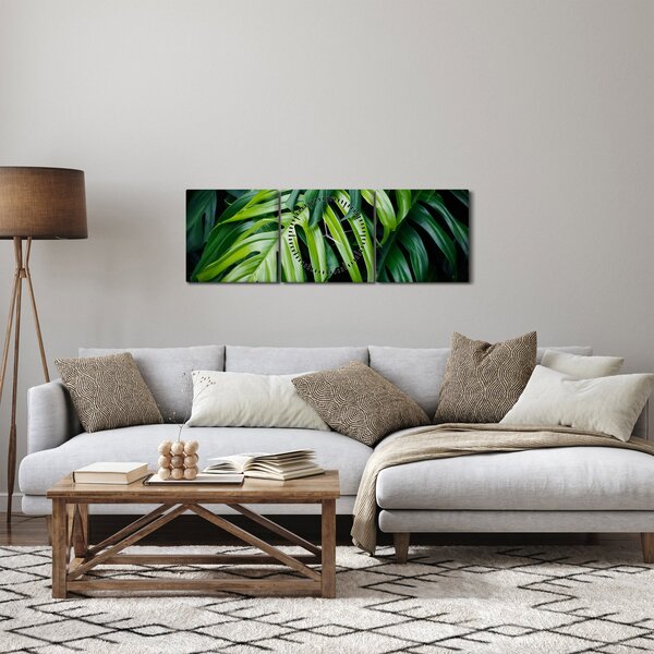 Slika - Tropski listi (sa satom) (90x30 cm)