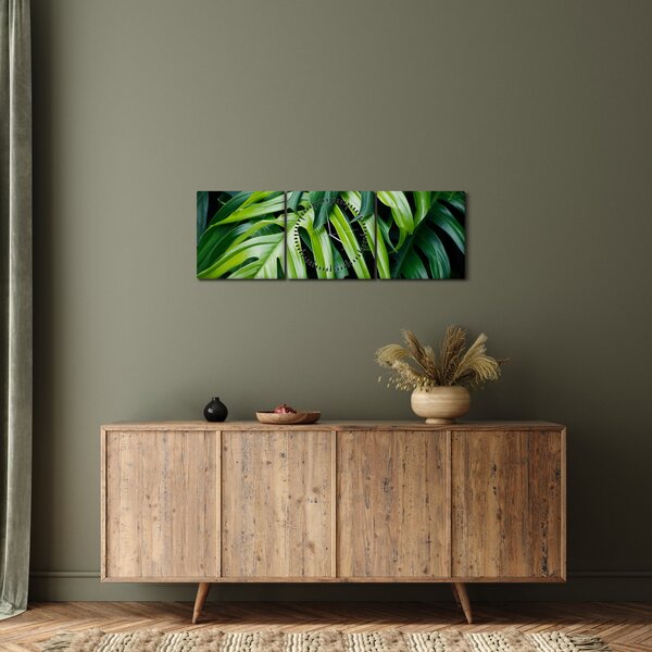 Slika - Tropski listi (sa satom) (90x30 cm)