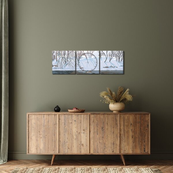Slika - Lisica v zimski pokrajini (sa satom) (90x30 cm)