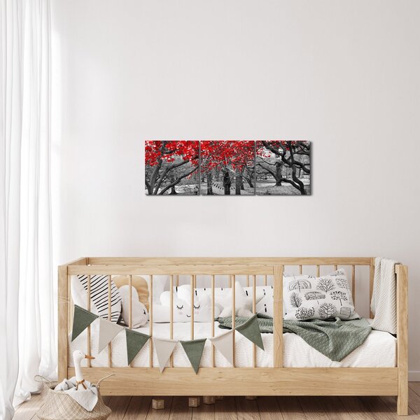 Slika - Rdeča drevesa, Central Park, New York (sa satom) (90x30 cm)