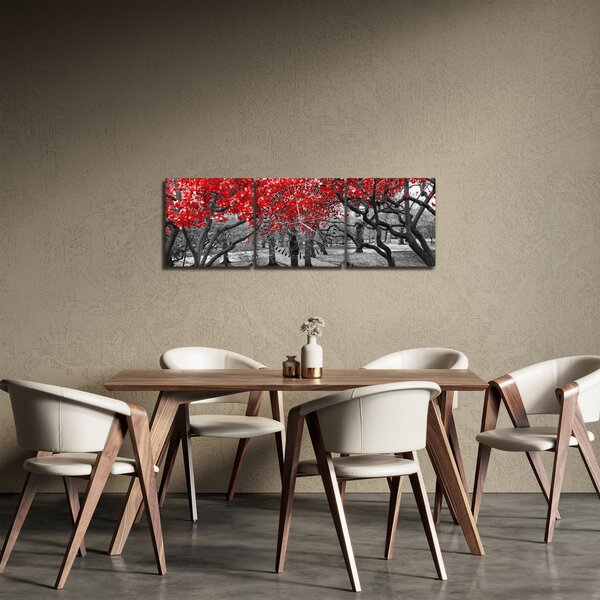 Slika - Rdeča drevesa, Central Park, New York (sa satom) (90x30 cm)
