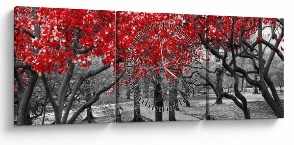 Slika - Rdeča drevesa, Central Park, New York (sa satom) (90x30 cm)