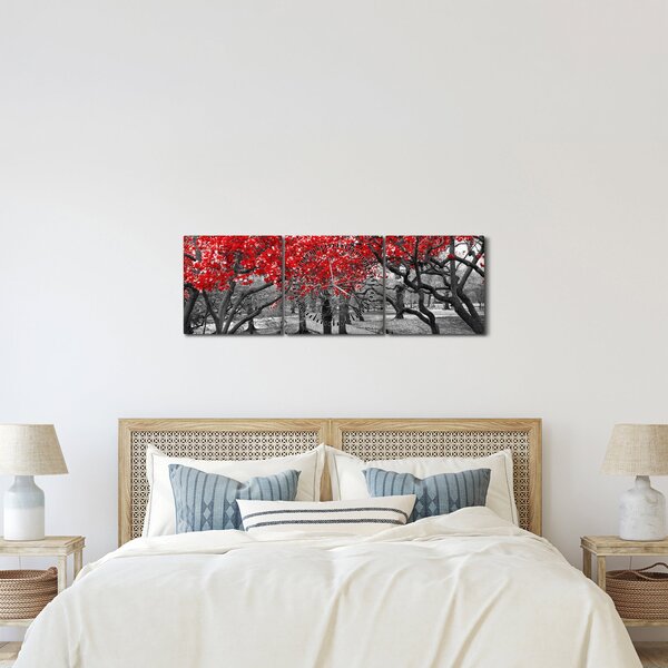 Slika - Rdeča drevesa, Central Park, New York (sa satom) (90x30 cm)