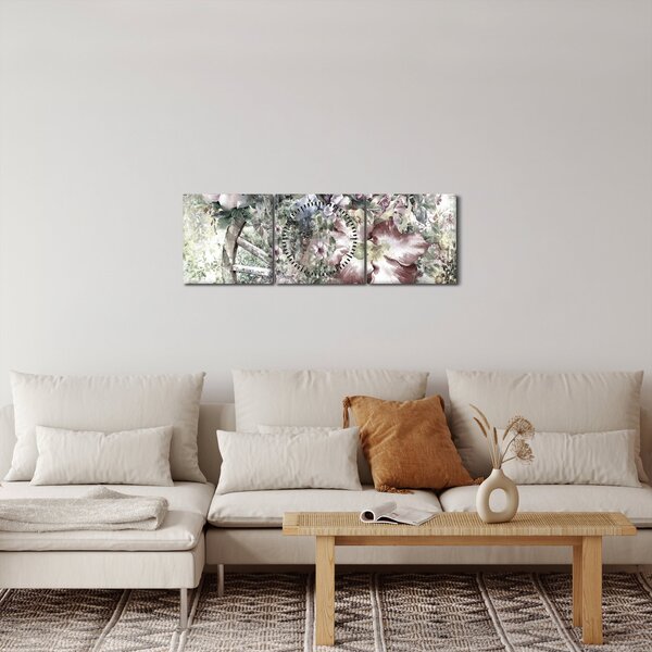 Slika rož na lesenem kolesu (sa satom) (90x30 cm)