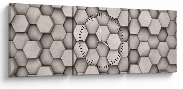 Slika - Heksagoni v betonski zasnovi (sa satom) (90x30 cm)