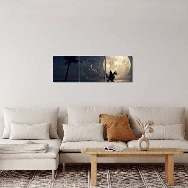 Slika - Plaža pod polno luno (sa satom) (90x30 cm)