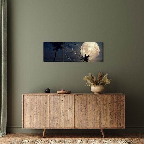 Slika - Plaža pod polno luno (sa satom) (90x30 cm)