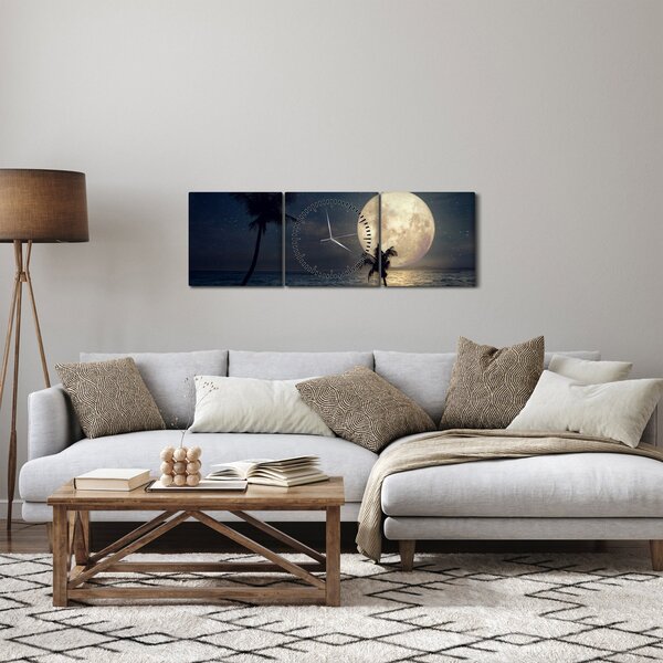 Slika - Plaža pod polno luno (sa satom) (90x30 cm)