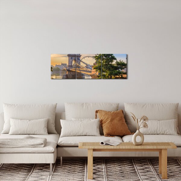Slika - Most čez reko, Budimpešta, Madžarska (sa satom) (90x30 cm)