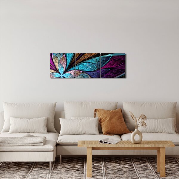 Slika - Abstrakcija, cvet (sa satom) (90x30 cm)