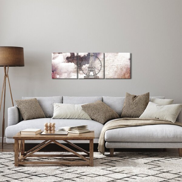 Slika - Eifflov stolp, Pariz, Francija (sa satom) (90x30 cm)