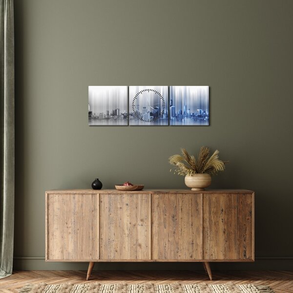 Slika - Panorama mesta, modro-siva (sa satom) (90x30 cm)