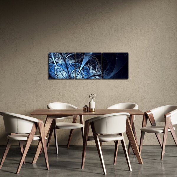 Slika temno modre rože (sa satom) (90x30 cm)