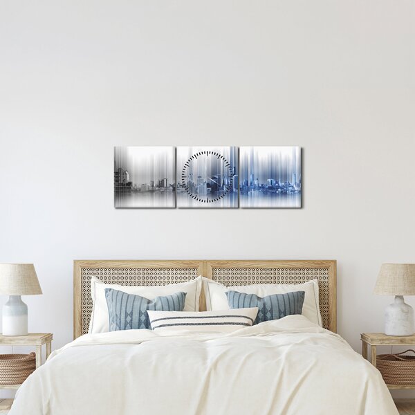 Slika - Panorama mesta, modro-siva (sa satom) (90x30 cm)