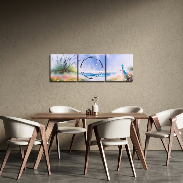 Slika - Romantična plaža, oljna slika (sa satom) (90x30 cm)