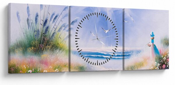 Slika - Romantična plaža, oljna slika (sa satom) (90x30 cm)
