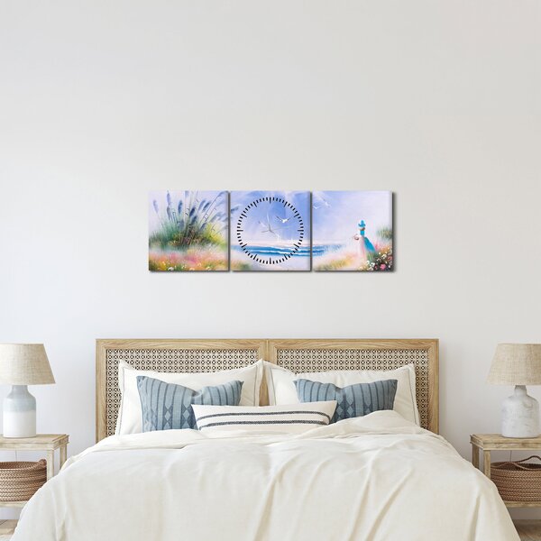 Slika - Romantična plaža, oljna slika (sa satom) (90x30 cm)