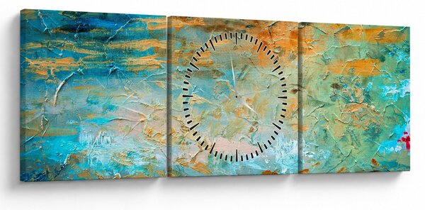 Slika modre abstrakcije (sa satom) (90x30 cm)