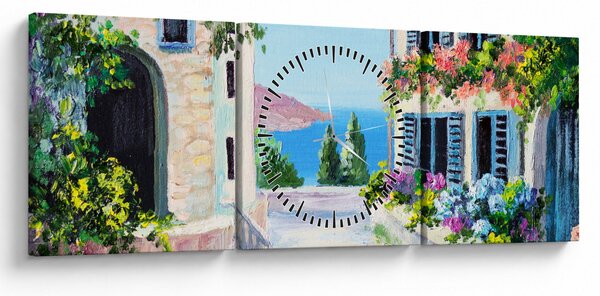 Slika - Grška uličica, oljna slika (sa satom) (90x30 cm)