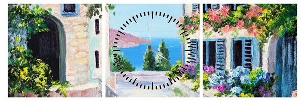 Slika - Grška uličica, oljna slika (sa satom) (90x30 cm)