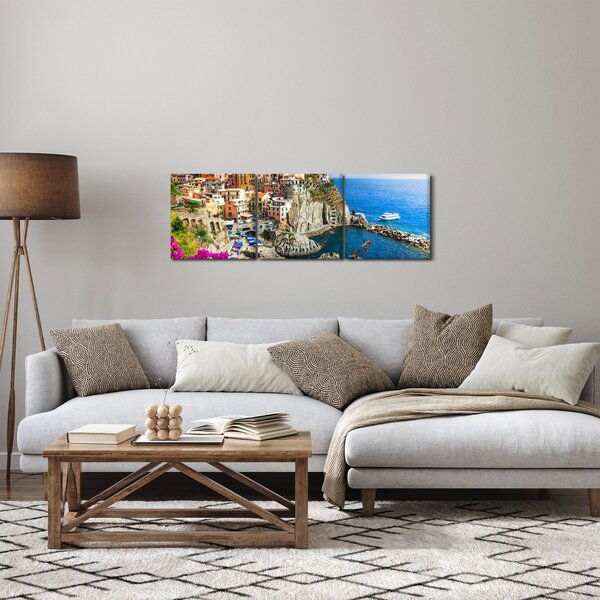 Slika - Italijanska vasica Manarola (sa satom) (90x30 cm)