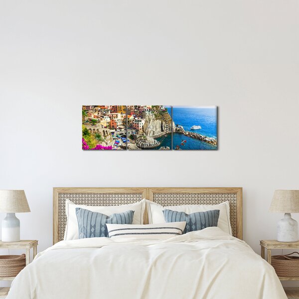 Slika - Italijanska vasica Manarola (sa satom) (90x30 cm)