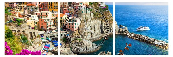 Slika - Italijanska vasica Manarola (sa satom) (90x30 cm)