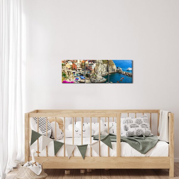 Slika - Italijanska vasica Manarola (sa satom) (90x30 cm)
