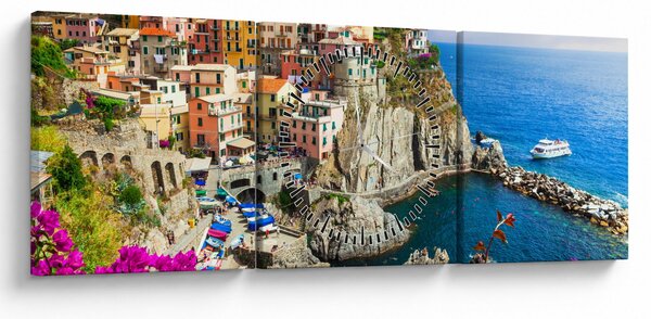 Slika - Italijanska vasica Manarola (sa satom) (90x30 cm)
