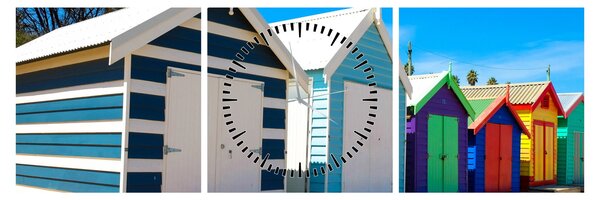 Slika - Brighton Beach, Melbourne, Avstralija (sa satom) (90x30 cm)
