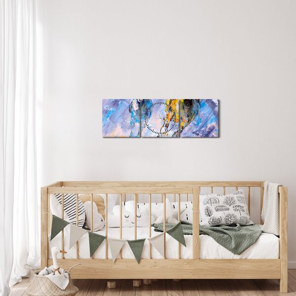 Slika bežečih konjev, oljna slika (sa satom) (90x30 cm)