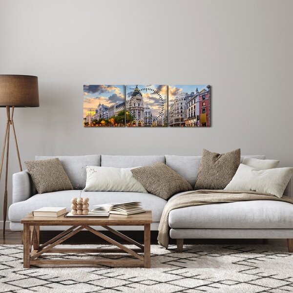 Slika - Calle Gran Vía, Madrid, Španija (sa satom) (90x30 cm)