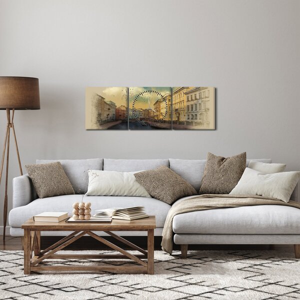 Slika - reka Moyka, Sankt Peterburg, Rusija (sa satom) (90x30 cm)