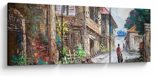 Slika filipinske vasi, Azija (sa satom) (90x30 cm)