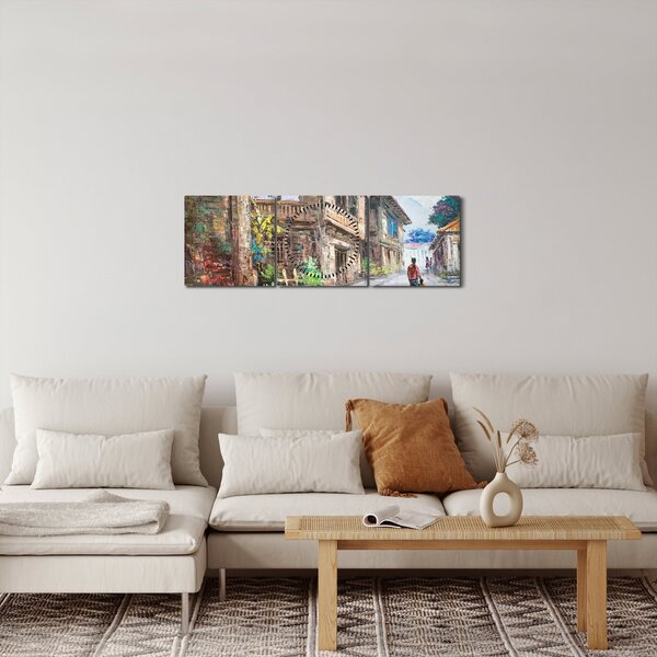 Slika filipinske vasi, Azija (sa satom) (90x30 cm)